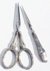 Antique French Sterling Silver Sewing Set Scissors Thimble Bodkin Case C1900