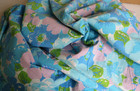 Vintage Wabasso 100  Cotton Full Flat Sheet Blues Pinks Greens