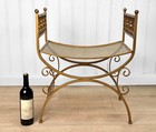 Mid-century Arthur Umanoff Gold Wrought Iron Granada Vanity Bench Window Seat