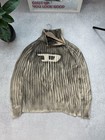 Vintage Diesel Ribbed Knit Half Zip Mock Neck Sweater Distressed Y2k Size M-l