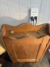 Antique Oak Wall Hanging Cabinet Cupboard W  Key Lock 3 Shelf Primitive
