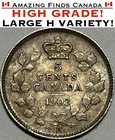  high Grade  1902h Canada Silver 5 Cent Nickel   large H Variety   High Grade 