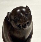 Vintage Japanese Bat Netsuke Wood Carving Rare