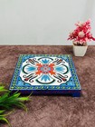 Hand-painted Indian Puja Chowki  Wooden   Ceramic Mandir Platform