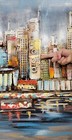 Original Landscape Oil Painting Colorful Painting Metal Canvas Abstract City Art