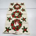 Vera Neumann Linen Printed Kitchen Tea Towel Dishcloth Wreath Holiday Christmas