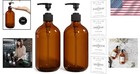 Soap Dispenser Set 2pcs Amber Plastic Bathroom Kitchen Liquid Pump Bottles