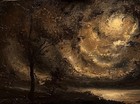 Full Moon Ocean Original Oil Painting Landscape On Canvas Victorian Gothic Art