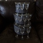 Lenox Castle Garden White Wine Goblets 6-3 4  Tall Etched Crystal Stemware 10 Pc