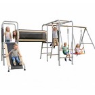 5-in-1 Metal Swing Set Outdoor Kids For Backyard Playground Swingset With Slide