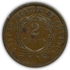 1866 Two Cent Piece Almost Uncirculated Au Coin  27659
