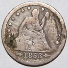 1853 Seated Liberty Quarter Love Token   F   -3746-