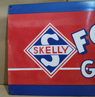 Skelly Fortified Gasoline Porcelain Enamel Sign  36 X 15 Inches 1 Sided