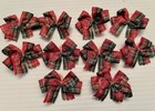 10 Sm Dbl Lpd Tartan Plaid Christmas Dog Bows Handmade Usa Dog Grooming Bows Pet