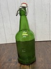 Vintage Green Glass Wine Bottle Bar Home Decor Heavy Thick With White Topper