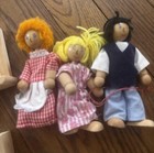 17 Piece  Wooden Dollhouse Furniture 3 Dolls Playset