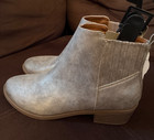 Wonder Nation Girls Taupe Gold Fashion Ankle Boot Western Versatile Side Ziper 