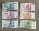6 Pieces Dollar Zimbabwe Banknotes 2008 