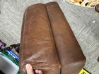 Italian Distressed Brown Leather Square Ottoman Footstool Read Description   
