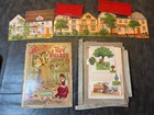 Antique 1909 Milton Bradley s Toy Village House Hotel Set Paper Mat Horse Wagon