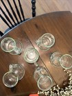Vintage Side Unique Shaped Hint Of Green Glass Mug Cups W handles Set Of 6