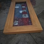 Hanging Framed Lighthouse Stained Glass Panel  Multicolor Nautical Wood Frame