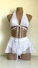 Schminke      Uv Neon Fishnet Pole Skirt Polewear Dance Set Halter String Mesh 