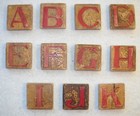 11 Antique Ornate Wooden Alphabet Blocks  Early 1900s  Letters On Both Sides