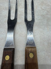 Vintage Carving Meat Forks Set Of 2 Stainless Steel Wood Handles