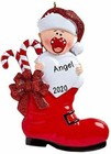Personalized  baby Boot  red  Baby s First Christmas Hanging Tree Ornament