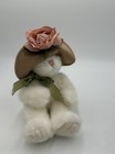 Boyds Bear Lola White Cat Kitty Plush Stuffed Animal Straw Hat Pink Flower 1998