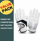 810154790548 Finger Ten Golf Gloves 5 Pack Large White