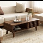 Mid Century Modern Coffee Table  Wood Coffee Table With Storage   Farmhouse