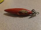 Vintage Pflueger Lure  Wood  Glass Eyes  4 3 Barb Hooks  Paint Wear