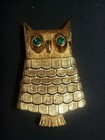 Vintage Avon Owl Gold Tone Solid Perfume Holder Brooch Pin Refillable 