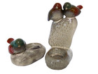 Vintage Majolica Glazed Ceramic Birds Figurines Votive Holders - Set Of 2