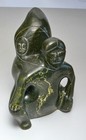Antique Inuit Eskimo Carved Serpantine Soapstone Of Child On A Mothers Back