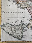Southern Italy Naples   Sicily C 1760s Vaugondy Decorative Engraved Color Map
