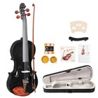 4 4 Full Size Acoustic Violin Set - Solid Wood  Strings  Rest  Tuner   Black