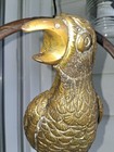 Vtg Antique Brass Gold Parrot 17    Perched Hanging Round Swing Large Unique Rare