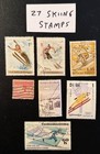 27 Snow Skiing Stamps   Downhill  Jumping   Winter Sports  Olympics    lot 210 