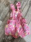Vintage Oshkosh Bgosh Vestbak Overalls Girls Pink Fruits Print 24 Months