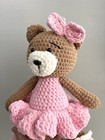 Plush Pink Teddy Bear Ballerina Handmade Crochet Stuffed Animal Handcrafted