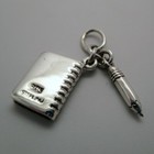 Sterling Silver Notebook   Pencil Charm For Bracelet Teacher Student Gift New