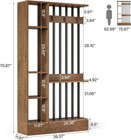 71   Tall Wood Freestanding Wall Room Divider Bookcase With Shelves   Coat Hooks