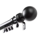 86 In  - 120 In  Telescoping Traverse Curtain Rod Kit In Black With Sphere Finia