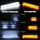 2x Led Switchback Drl Tube Light Strip Amber White Sequential Flow Turn Signal