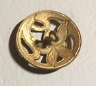 French Enamel Button Champleve Art Nouveau W Flower Pierced 7 8  Autumn Tones