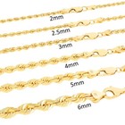 18k Yellow Gold Solid 2mm-6mm Rope Diamond Cut Chain Italian Necklace 16 - 30 