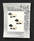 6 Vtg  Debra J Rutherford Hand Crafted Ceramic Buttons Cat   Pastoral Lamb Cards